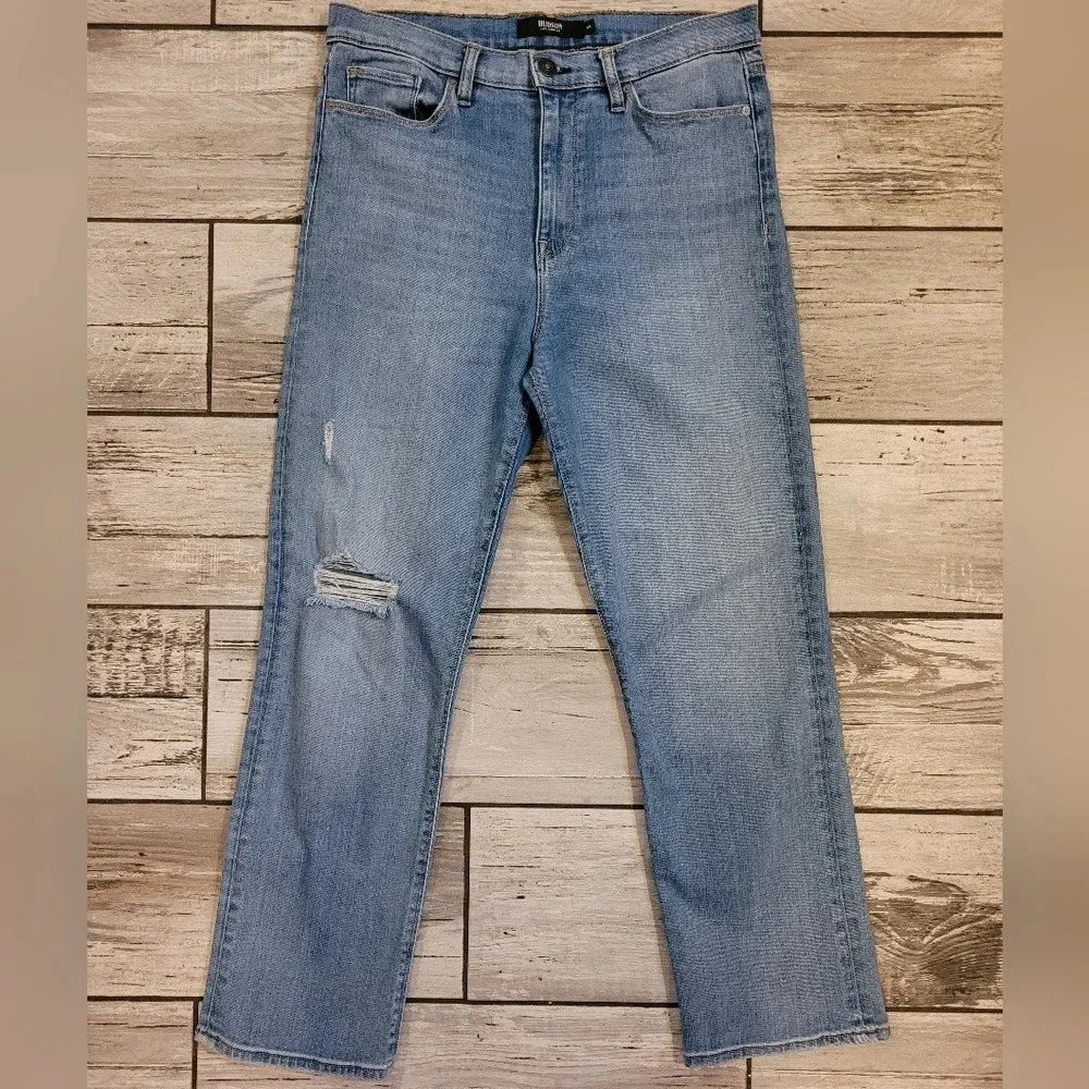 HUDSON jeans Women's 29 Barbara straight leg distressed medium blue wash casual - Picture 2 of 12